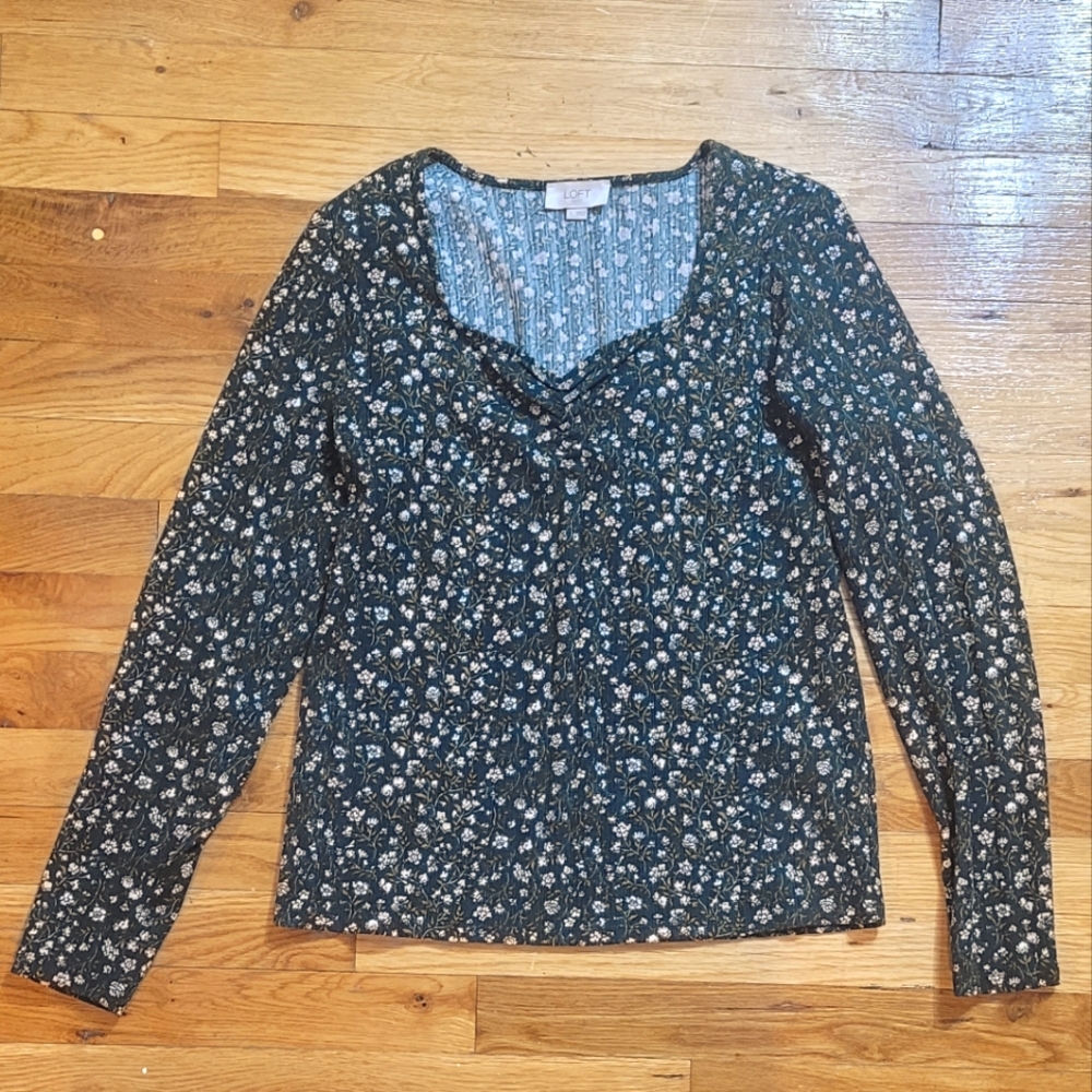 LOFT floral sweetheart long sleeve
